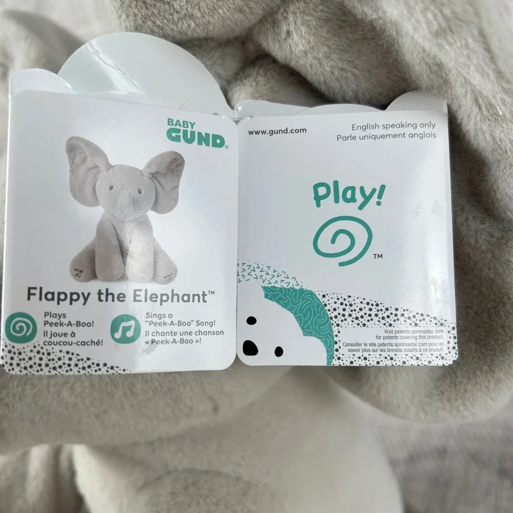 Baby GUND Flappy the Elephant Animated Plush Grey Singing Stuffed Toy NWT 12in